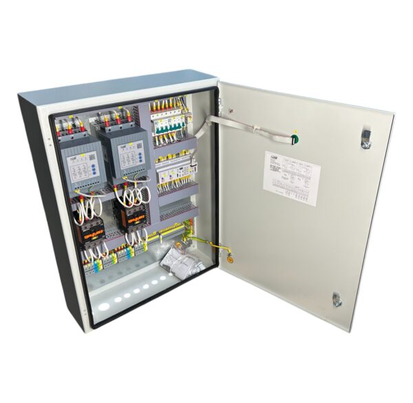 Шкаф управления 2 пожарными насосами: основной + резервный с плавным пуском до 2А ШУПН2-2-ПЛ(IP54)